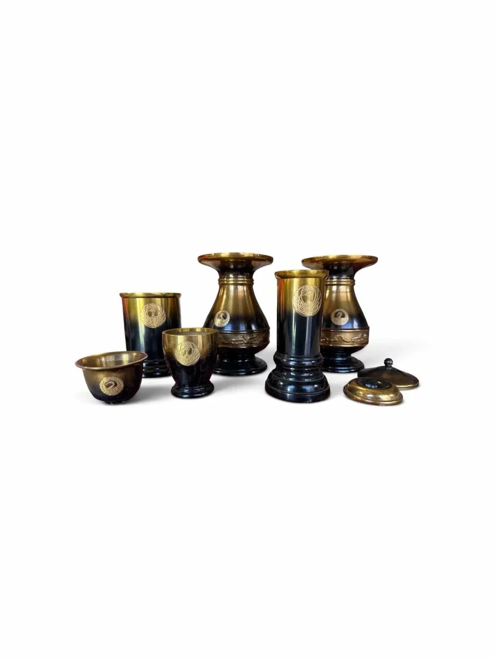 Vintage Gold and Black Decorative Buddhist incense holders